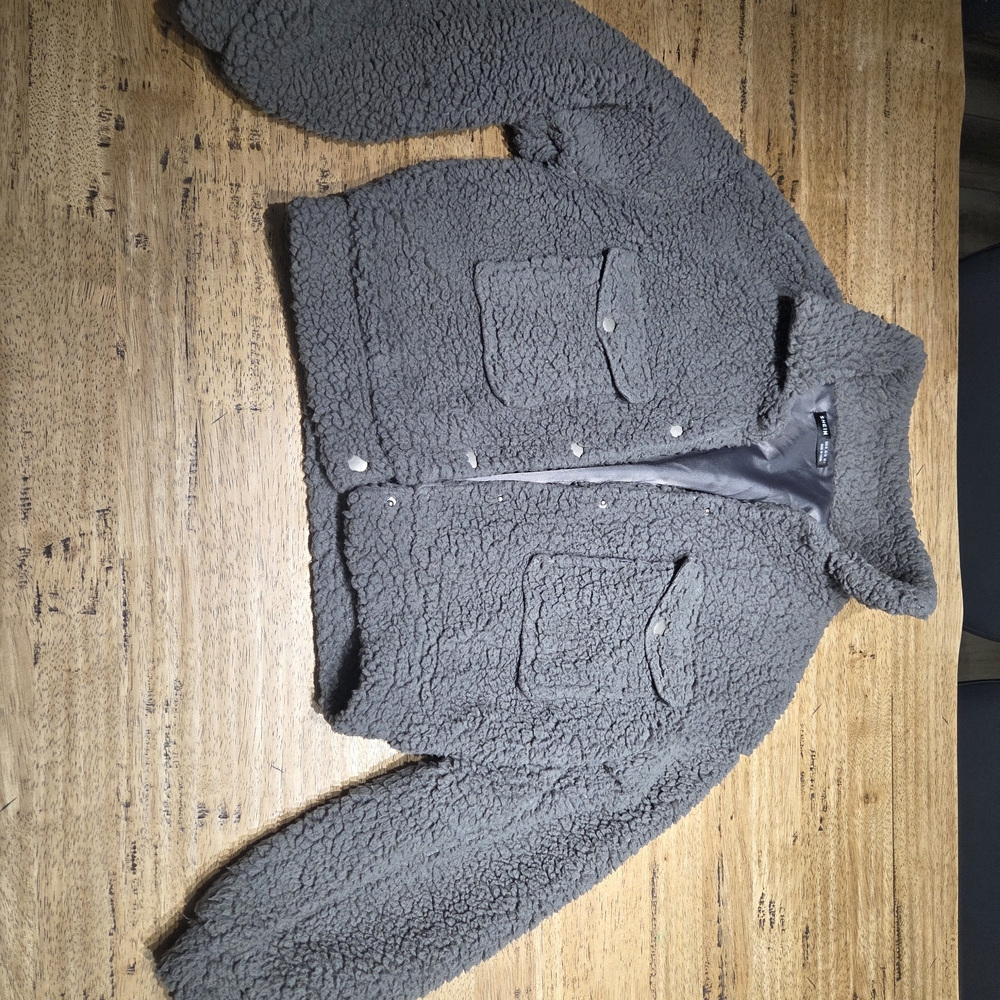 SHEIN Charcoal Teddy Jacket